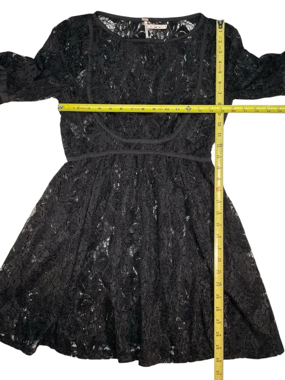 Free People Black Lace Long-Sleeve Mini Dress